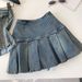 Retro Denim Strapless Vest And Pleated Skirt Two-Piece Set For Women Slim Fit Summer Outfit Youthful And Flattering_mkmklike.com