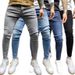 Men's Slim Fit Stretch Jeans – Tapered Ankle-Length Denim Pants (S-4xl, Dark Blue/Light Blue/Black/Gray, Mid-Rise, Zip Fly)_mkmklike.com