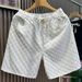 Men's Fashion White Casual Denim Shorts Jacquard Loose Fit 5-Pocket Cargo Summer Streetwear_mkmklike.com