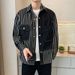 Cowboy Patchwork Striped Spring Autumn New Style Loose And Trendy Korean Casual Versatile Shirt Men's Jacket_mkmklike.com