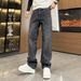 Men's Rhinestone Straight Leg Jeans High Street Style Trendy Loose Fitting Trousers Sparkle Cool_mkmklike.com