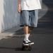 Men's Loose Fitting Denim Shorts Casual Straight Leg Solid Color Five Point Summer Hong Kong Style_mkmklike.com