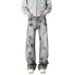 Men's Wide Leg Jeans Loose Straight Fit Denim Pants High End Niche Style Ink Splatter Spring Autumn Cross Border Fashion_mkmklike.com