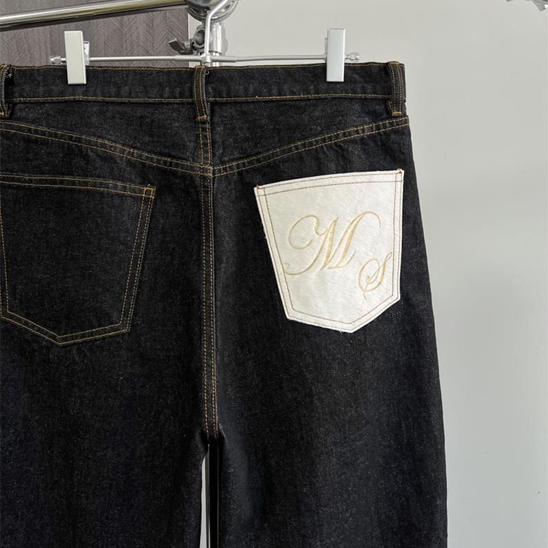 Horsehair Okayama Original Cattle 14.5 Ounces Scimitar Primary Color Washed Jeans Loose Trend Versatile Baggy Trousers_mkmklike.com