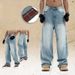 American Style Washed Vintage Loose Wide-Leg Versatile Trendy Brand Men's Summer Straight Casual Jeans_mkmklike.com