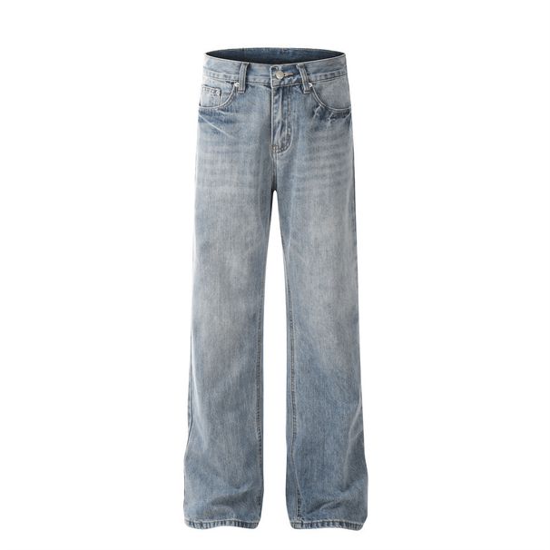 American High Washed Jeans Men's Street Fashion Loose Straight Pants Casual Simple Versatile Wide-Leg Trousers_mkmklike.com