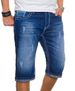 Men's Stretch Denim Shorts - Comfortable Slim Fit Casual Shorts For Summer, Blue & Black, S-2XL_mkmklike.com