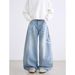 Men's Clothing Men's Straight Leg Loose Wide Leg Jeans Letter Print High Street Fashion Spring Autumn Trendy Versatile Cool Stylish Long Pants_mkmklike.com