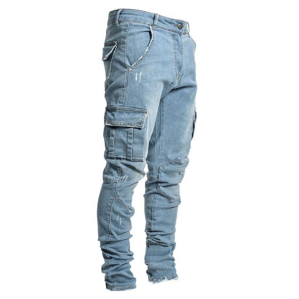 Factory Direct Men's Denim Cloth With Side Pockets Outdoor Jeans Zipper Pencil Pants Casual Pants Casual Men's Jeans_mkmklike.com