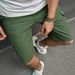 Men's Army Green Denim Shorts Mid-Length Straight Leg Multi-Pocket Summer Trousers_mkmklike.com
