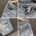 Men's Clothing Casual Retro Embroidered Ripped Denim Shorts Men's Loose Trendy Straight Five Point Pants Trendy_mkmklike.com