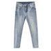 Men's Clothing Jeans Men's Summer Simple Washed Distressed Slim Retro 9 Nine Points Pants Light Color Skinny Jeans Trendy_mkmklike.com