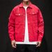 Men's Distressed Embroidered Denim Jacket – Oversized Japanese Streetwear Style (White/Pink/Red/Black, M-5XL)_mkmklike.com