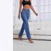 Y2K Women's Cross Waist Baggy Straight Leg Jeans Frayed Hem Denim Pants Retro Style Fashionable Casual Trousers_mkmklike.com