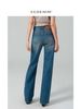 Women's High Waist Straight Leg Jeans – Slim Fit Stretch Denim Pants, Retro Blue Wash, Comfortable & Flattering_mkmklike.com