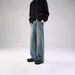 Vintage Washed Denim Jeans For Men - Relaxed Fit Straight Leg Retro Loose Trousers, Classic American Street Style, Comfortable Cotton Casual Pants_mkmklike.com