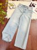 Women's Light Blue Washed Cotton Straight Leg Jeans Cat Whiskers Gardener Style Regular Fit Solid Denim Jeans For Spring/Autumn_mkmklike.com