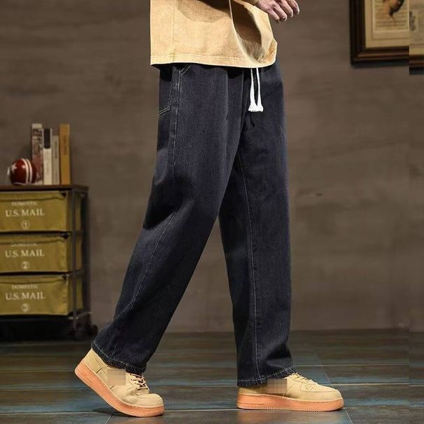 Vintage Retro Straight Fit Men's Jeans Relaxed Loose American Style Casual Pants for Spring And Autumn_mkmklike.com