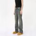 Men's Clothing Retro Distressed Ripped Jeans Men's Straight Leg Flare Slim Fit Pants High Street Vibe Trendy_mkmklike.com