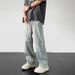 Nordmann High Street Vibe Style Jeans Men Loose Straight Wide Leg Casual Autumn Winter American Trend Versatile Ripped Pants_mkmklike.com