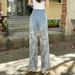 Women Lace Stitching Niche For Summer New Straight Slim Retro Style Casual Jeans_mkmklike.com