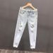 Men's Clothing Summer New Ripped Nine Point Pants Fashion Brand Jeans Slim Fit Cuffed Pants Light Color Pants_mkmklike.com