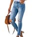 Blue Ripped Holes Skinny Jeans, Slim Fit High Stretch Distressed Tight Jeans, Women's Denim Jeans & Clothing_mkmklike.com