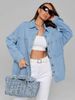Plus Size Denim Shirt - Oversized Women's Casual Button Down Chambray Top Lightweight Loose Fit Jean Jacket For Women_mkmklike.com