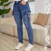 Distressed High-Waist Jeans With Side Pockets – Stretch Denim Skinny Pants For Women (S-2XL, Dark Blue/Light Blue)_mkmklike.com