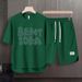 Men's Clothing 2024 Waffle Casual Summer Suit Men's Loose Teen Short sleeved T shirt Shorts Handsome Two piece Suit_mkmklike.com