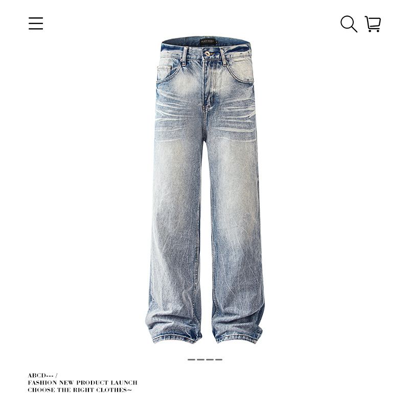 Men's Clothing Retro Washed Old Jeans Men's And Women's Loose Straight Trousers_mkmklike.com
