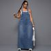 K Large Size Women's New Denim Spicy Style Shoulder Strap Skirt_mkmklike.com