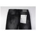 Men Women Y2K Stacked Flared Jeans, Black-Grey Whisker Wash With White Paint Speckles & Small Torn Holes, Summer-Friendly_mkmklike.com
