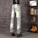 Men's Distressed Denim Jeans - Vintage Washed Slim Straight Fit Casual Pants For Fall & Winter_mkmklike.com