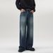 Men's High Street Style Distressed Straight Leg Flared Jeans Three Dimensional Patchwork Retro Washed Niche Design Spring Summer_mkmklike.com