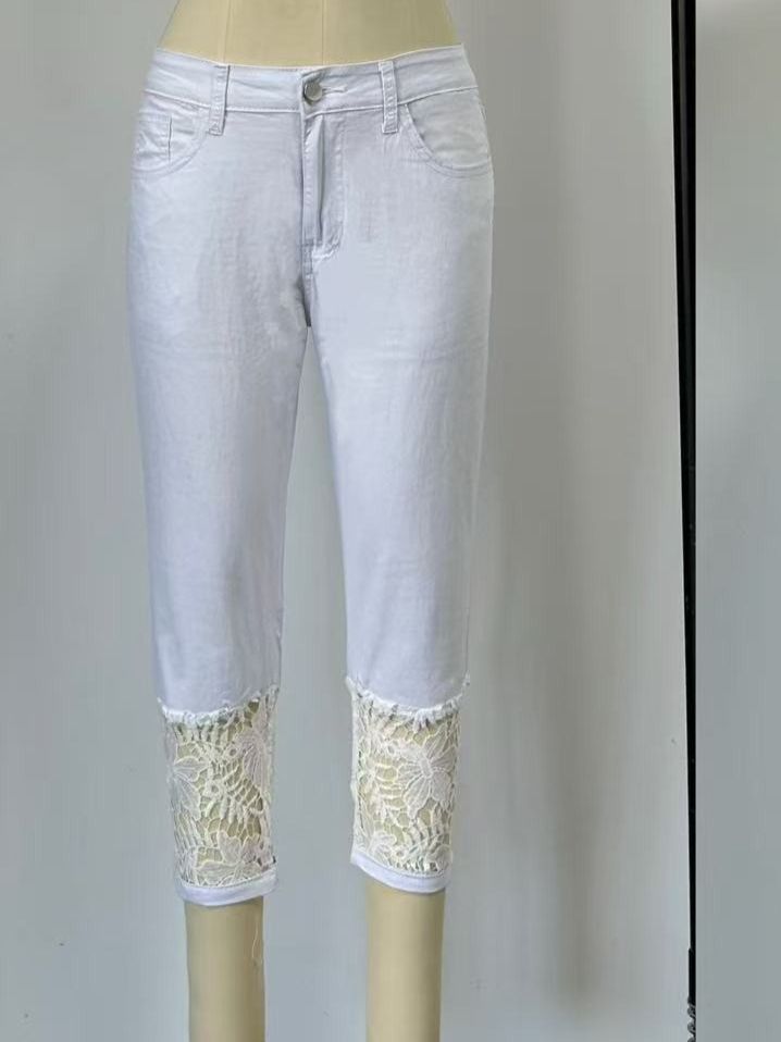 K Lace Ankle Thin Stretch Jeans For Women To Look Slim_mkmklike.com