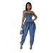 Women's Clothing Splicing Tube Top Women's High Elastic Fashion Waist Slimming Denim Jumpsuit_mkmklike.com