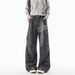 Men's Retro Washed Distressed Wide Leg Jeans Trendy Graffiti Print Casual Workwear Multi-Pocket mid Waist Zipper Fly Trousers_mkmklike.com