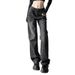 Women's Clothing Street Style Basic Washed Gradient Color Glitter Hot Diamond Straight Pants Hot Girl Wide Leg Slimming Special Jeans_mkmklike.com