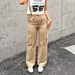 Women's Retro Cargo Pants Loose Fit Jeans High Waist Straight Leg Fashion Street Style Large Pockets Wide Leg Jeans_mkmklike.com