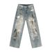 Men's Clothing Summer New Arrivals Niche Personality Old Fashioned Dirty Dye Graffiti Jeans_mkmklike.com