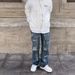 Men's Hip Hop Distressed Jeans - Ripped Straight Leg Denim Pants For Casual Streetwear (Blue, Xl/Xxl)_mkmklike.com