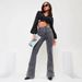 Women's Flared Jeans - High Waist Stretch Denim Pants For Casual & Office Wear (Grey, Sizes 25-32) Functional Details_mkmklike.com