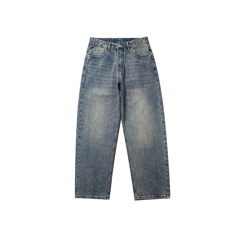 Men's Trendy Whiskered Washed Bamboo Joint Casual Workwear Jeans Cool And Stylish Straight Leg_mkmklike.com