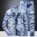 Northfold Light Blue Denim Suit Men Slim Fit Korean Style Stretch Two-Piece Set 2025 Spring Autumn Trendy Jacket Coat_mkmklike.com