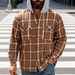 2025 New European American Style Spring And Autumn Men's Hooded Flannel Plaid Button Shirt Jacket Versatile Casual_mkmklike.com