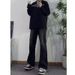 Men's Black Flared Jeans Loose Fit Straight Leg Stylish Sophisticated American High Street Trendy Trousers for Spring Summer Autumn_mkmklike.com