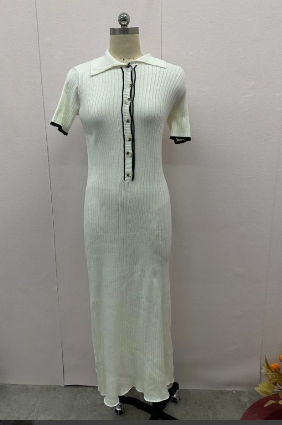 Women's Clothing solid color lapel simple slim long dress_mkmklike.com