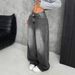 Women's High Waist Relaxed Fit Distressed Denim Jeans - Vintage Washed Straight Leg Pants For Casual Streetwear_mkmklike.com