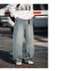 Japanese Retro Old Washed Scimitar Jeans Men's Segmentation Design Silhouette Loose Casual Pants_mkmklike.com